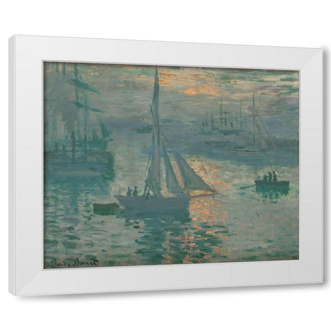 Sunrise (Marine) White Modern Wood Framed Art Print by Monet, Claude