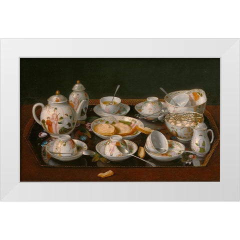 Still Life: Tea Set White Modern Wood Framed Art Print by Liotard, Jean-Etienne