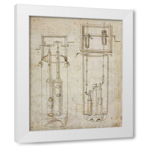 Folio 5: two piston pumps White Modern Wood Framed Art Print by Martini, Francesco di Giorgio
