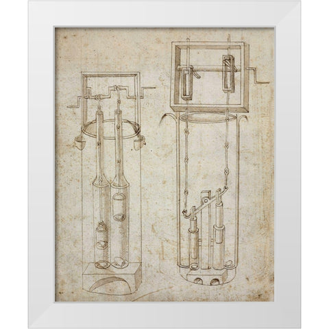 Folio 5: two piston pumps White Modern Wood Framed Art Print by Martini, Francesco di Giorgio
