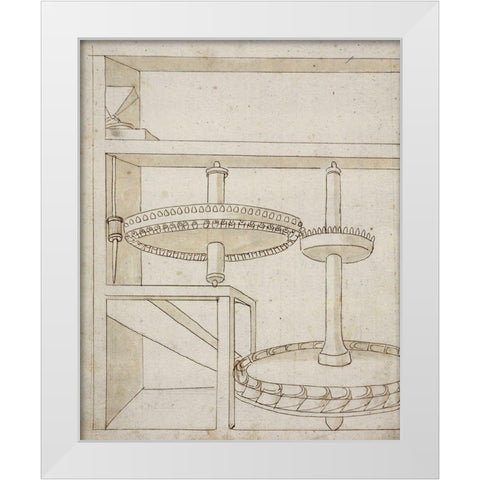 Folio 40: mill with horizontal water wheel White Modern Wood Framed Art Print by Martini, Francesco di Giorgio