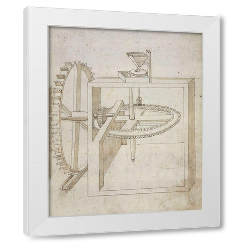 Folio 22: mill powered by undershot water wheel White Modern Wood Framed Art Print by Martini, Francesco di Giorgio