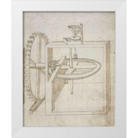Folio 22: mill powered by undershot water wheel White Modern Wood Framed Art Print by Martini, Francesco di Giorgio