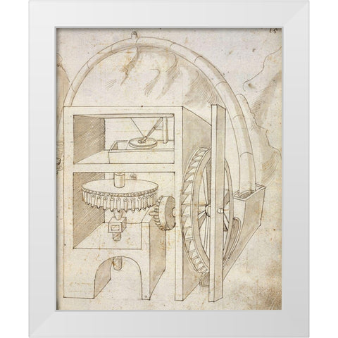 Folio 15: mill White Modern Wood Framed Art Print by Martini, Francesco di Giorgio
