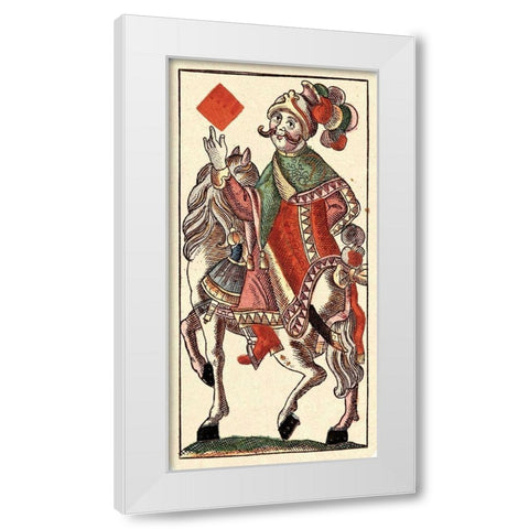 Knight of Diamonds (Bauern Hochzeit Deck) White Modern Wood Framed Art Print by Gobl, Andreas Benedictus