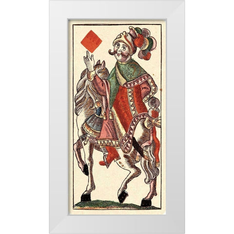 Knight of Diamonds (Bauern Hochzeit Deck) White Modern Wood Framed Art Print by Gobl, Andreas Benedictus