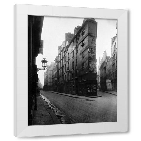 Paris, 1908 - Vieille Cour, 22 rue Quincampoix - Old Courtyard, 22 rue Quincampoix White Modern Wood Framed Art Print by Atget, Eugene