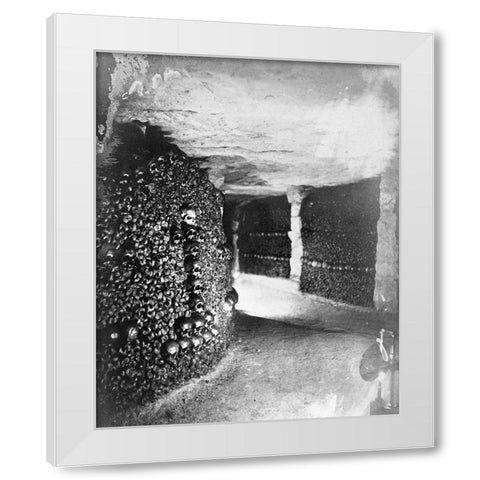 Paris, 1861 - View in the Catacombs White Modern Wood Framed Art Print by Tournachon, Gaspard Felix