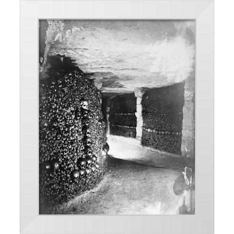 Paris, 1861 - View in the Catacombs White Modern Wood Framed Art Print by Tournachon, Gaspard Felix