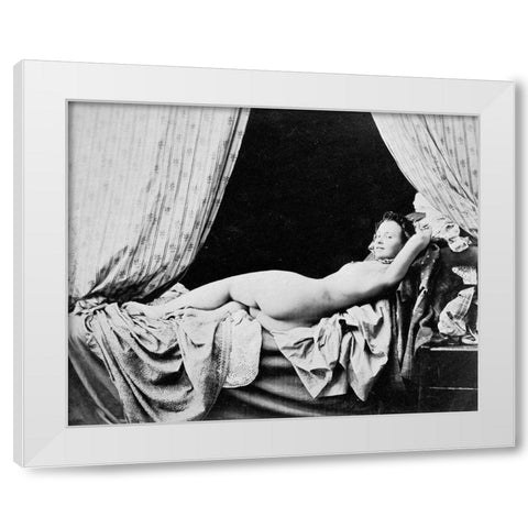 Female Nude, 1856 White Modern Wood Framed Art Print by Moulin, Felix Jacques