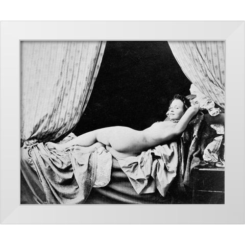 Female Nude, 1856 White Modern Wood Framed Art Print by Moulin, Felix Jacques