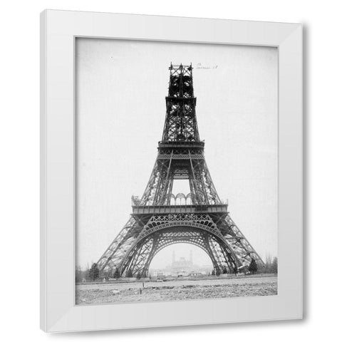 The Eiffel Tower, November 23, 1888 White Modern Wood Framed Art Print by Durandelle, Louis-Emile