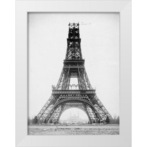 The Eiffel Tower, November 23, 1888 White Modern Wood Framed Art Print by Durandelle, Louis-Emile