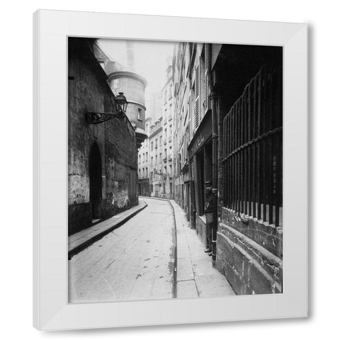Paris, 1921 - Rue de lHotel-de-Ville White Modern Wood Framed Art Print by Atget, Eugene