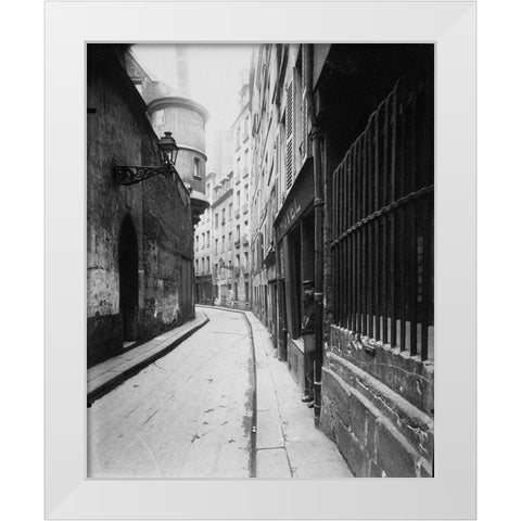 Paris, 1921 - Rue de lHotel-de-Ville White Modern Wood Framed Art Print by Atget, Eugene