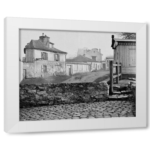 Paris, 1865 - The Impasse de lEssai at the Horse Market White Modern Wood Framed Art Print by Marville, Charles