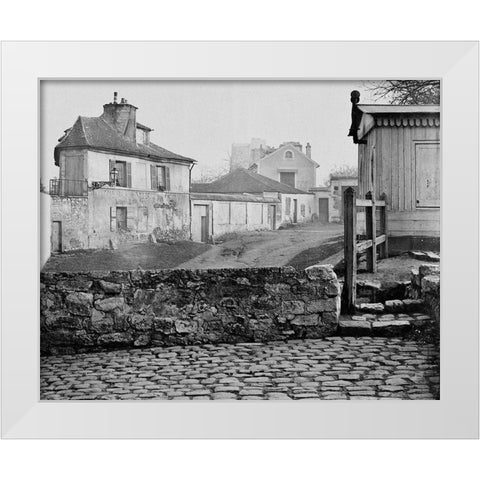 Paris, 1865 - The Impasse de lEssai at the Horse Market White Modern Wood Framed Art Print by Marville, Charles