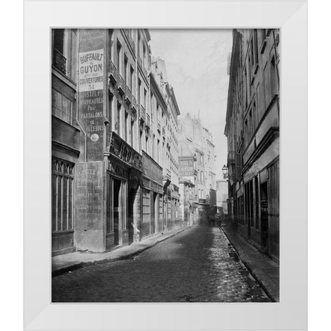 Paris, 1865 - Rue des Bourdonnais de la rue de Rivoli White Modern Wood Framed Art Print by Marville, Charles