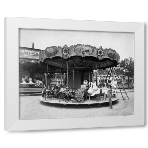 Paris, 1923 - Fete du Trone, Street Fair White Modern Wood Framed Art Print by Atget, Eugene