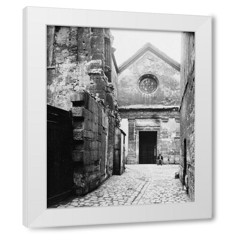 Paris, 1898 - The Facade of Saint Julien le Pauvre White Modern Wood Framed Art Print by Atget, Eugene