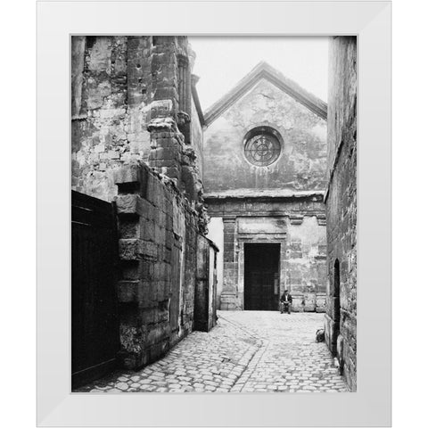 Paris, 1898 - The Facade of Saint Julien le Pauvre White Modern Wood Framed Art Print by Atget, Eugene