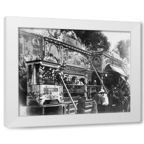 Paris, 1898 - Animal Circus, Fete des Invalides White Modern Wood Framed Art Print by Atget, Eugene