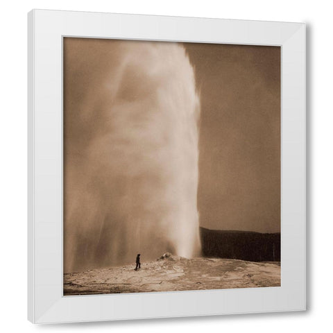 Old Faithful, 1870 White Modern Wood Framed Art Print by Jackson, William Henry