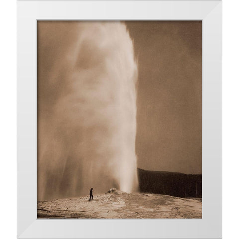 Old Faithful, 1870 White Modern Wood Framed Art Print by Jackson, William Henry