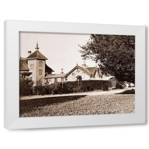 Residence of Mr. Howard, San Mateo, California, with Olive Tree, 1863-1880 White Modern Wood Framed Art Print by Watkins, Carleton