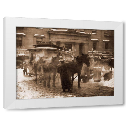 The Terminal, New York City, 1893 White Modern Wood Framed Art Print by Stieglitz, Alfred