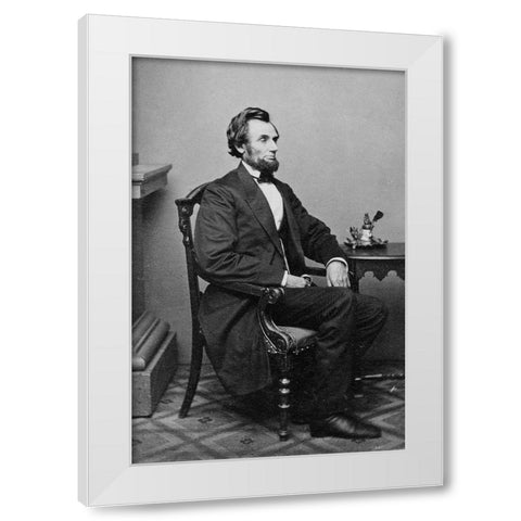 President Abraham Lincoln, Washington D.C., 1865 White Modern Wood Framed Art Print by Brady, Mathew B.
