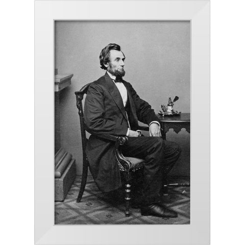 President Abraham Lincoln, Washington D.C., 1865 White Modern Wood Framed Art Print by Brady, Mathew B.