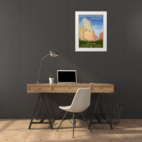 Zion National Park, ca. 1938 White Modern Wood Framed Art Print by Ranger Naturalist Service