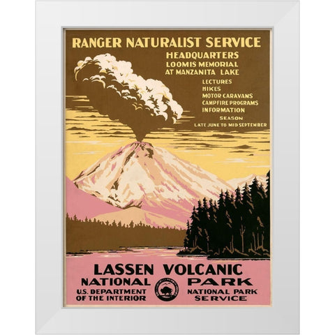 Lassen Volcanic National Park, ca. 1938 White Modern Wood Framed Art Print by Ranger Naturalist Service