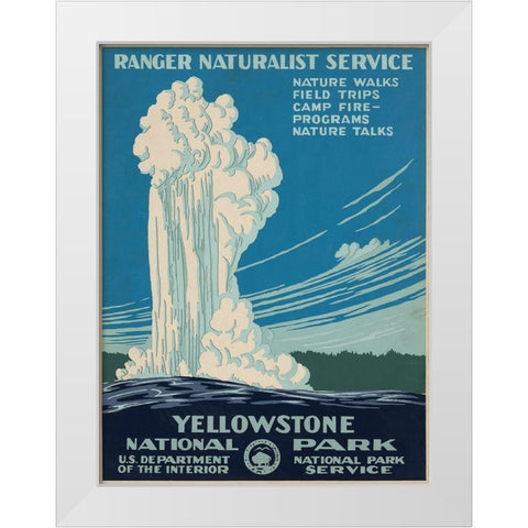 Yellowstone National Park, ca. 1938 White Modern Wood Framed Art Print by Ranger Naturalist Service