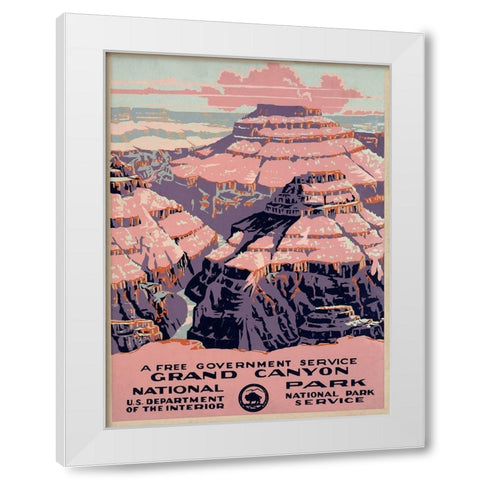 Grand Canyon National Park, a Free Government Service, ca. 1938 White Modern Wood Framed Art Print by WPA