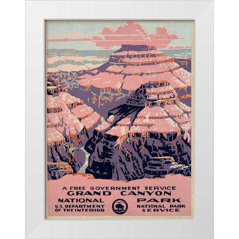 Grand Canyon National Park, a Free Government Service, ca. 1938 White Modern Wood Framed Art Print by WPA