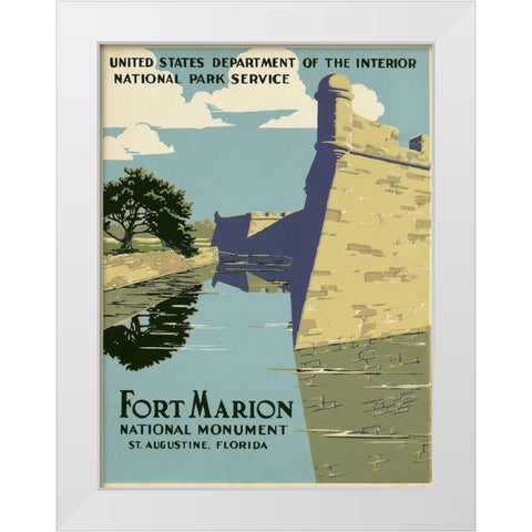 Fort Marion National Monument, St. Augustine, Florida, ca. 1938 White Modern Wood Framed Art Print by WPA