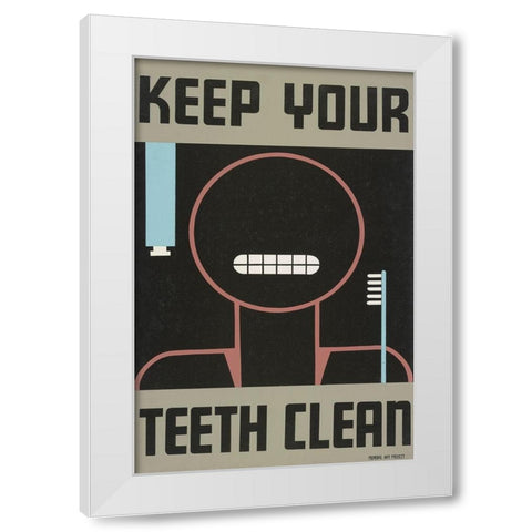 Keep your teeth clean White Modern Wood Framed Art Print by WPA