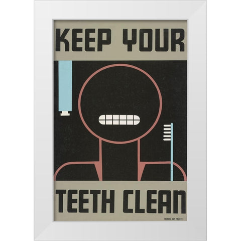 Keep your teeth clean White Modern Wood Framed Art Print by WPA