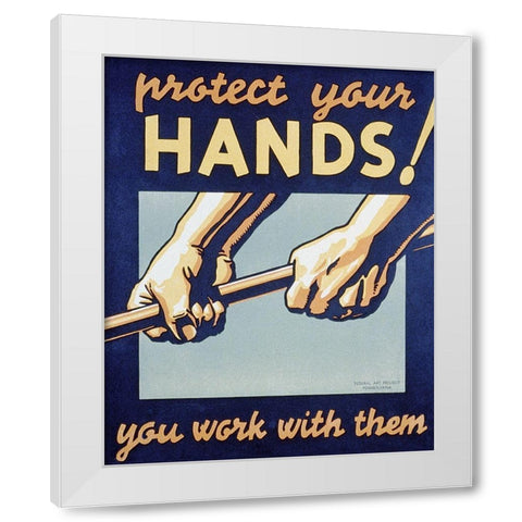 Protect your hands White Modern Wood Framed Art Print by Muchley, Robert