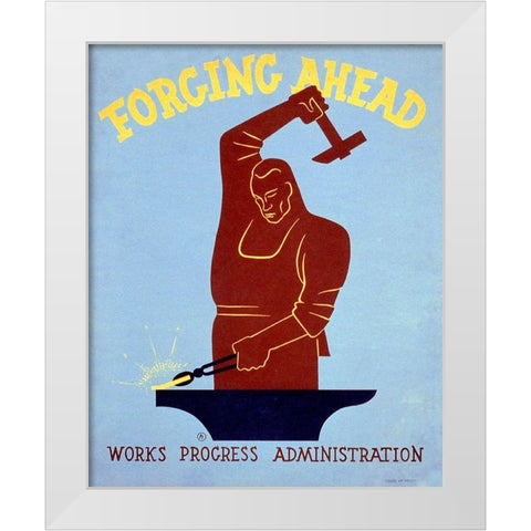 Forging ahead Works Progress Administration White Modern Wood Framed Art Print by Herzog, Harry