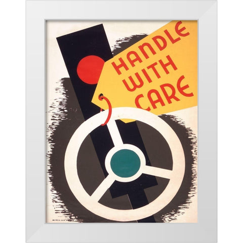 Handle with care White Modern Wood Framed Art Print by WPA