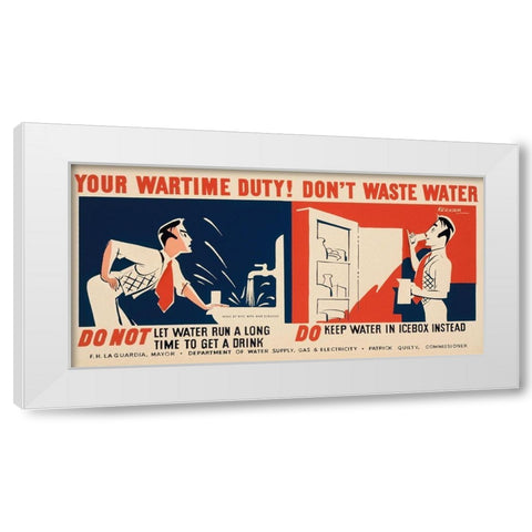 Do not let water run a long time to get a drink White Modern Wood Framed Art Print by Kerkam, Earl