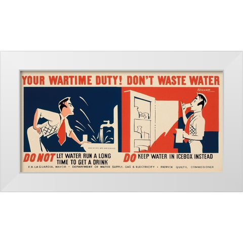 Do not let water run a long time to get a drink White Modern Wood Framed Art Print by Kerkam, Earl