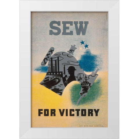 Sew for victory White Modern Wood Framed Art Print by WPA