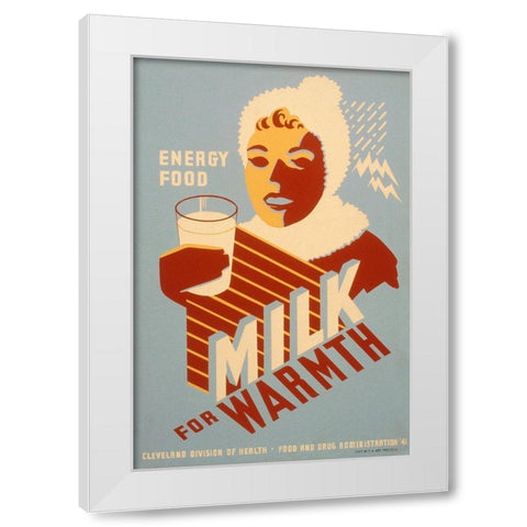 Milk - for warmth Energy food White Modern Wood Framed Art Print by WPA