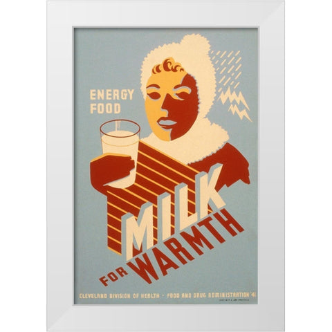 Milk - for warmth Energy food White Modern Wood Framed Art Print by WPA