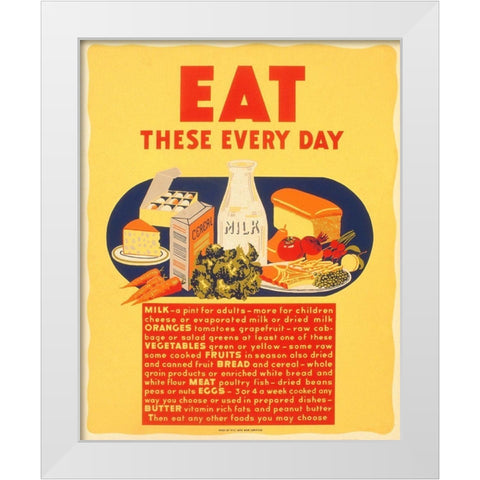 Eat these every day White Modern Wood Framed Art Print by WPA