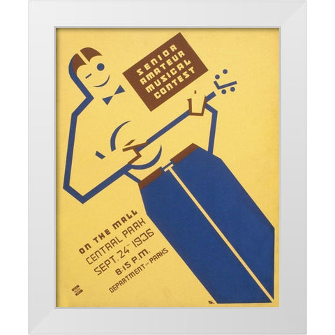 Senior amateur musical contest on the mall, Central Park White Modern Wood Framed Art Print by Kaplan, Ben